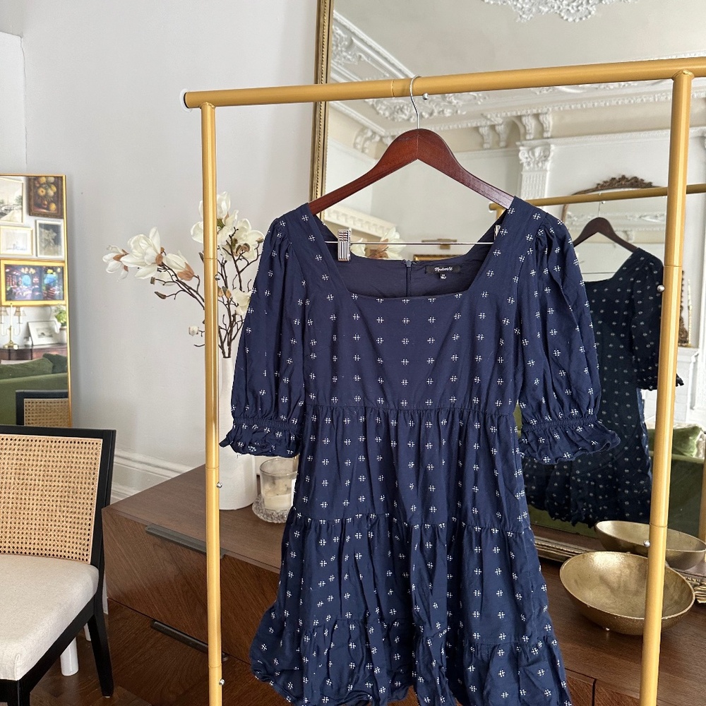 00 Madewell Square-Neck Puff-Sleeve Babydoll Dress